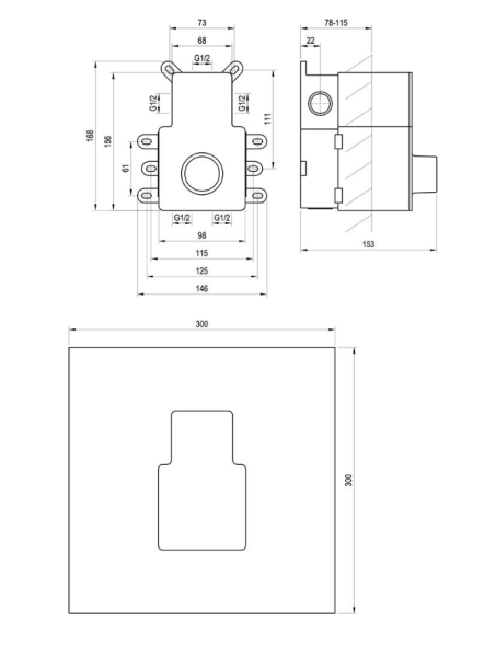 Встраиваемая часть смесителя Ravak R-box Termo X070232  