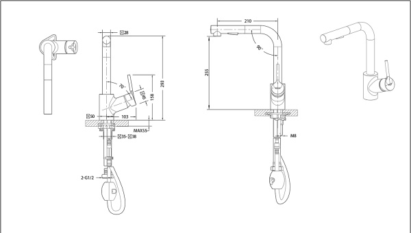Смеситель для кухни Bravat Affability F7172217CP-3 без подключения к фильтру хром