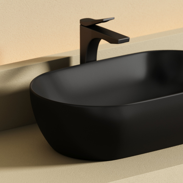 Раковина накладная овальная Ceramica Nova Twist CN12001MB фарфор цвет черный матовый