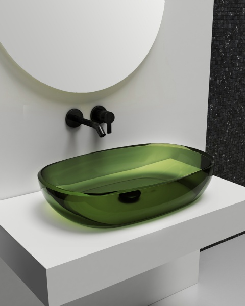 Раковина  овальная Abber Kristall AT2805Emerald полиэфирная смола цвет зеленый