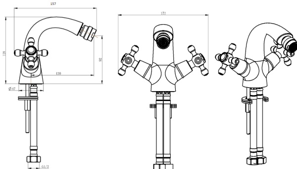 Смеситель для биде Boheme Crystal 296-CRST латунь 