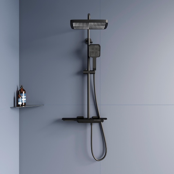 Душевая система со смесителем RGW Shower Panels 51140134-04 монтаж настенная с термостатом черный