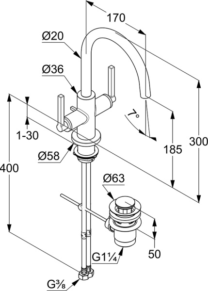 Смеситель для раковины Kludi Nova Fonte 201180515 хром