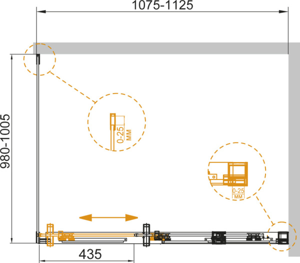 Душевой угол Cezares Duet Soft DUET SOFT-AH-1-110/100-C-Cr прямоугольная  стекла прозрачные, профиль хром