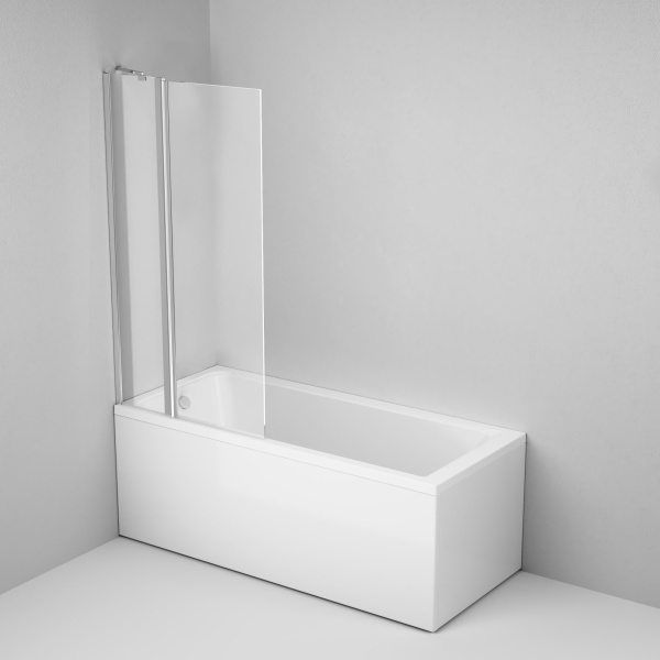 Шторка для ванны распашная  Am.Pm Gem W90BS-D3W5-140CT 80 см, стекла прозрачные, профиль хром