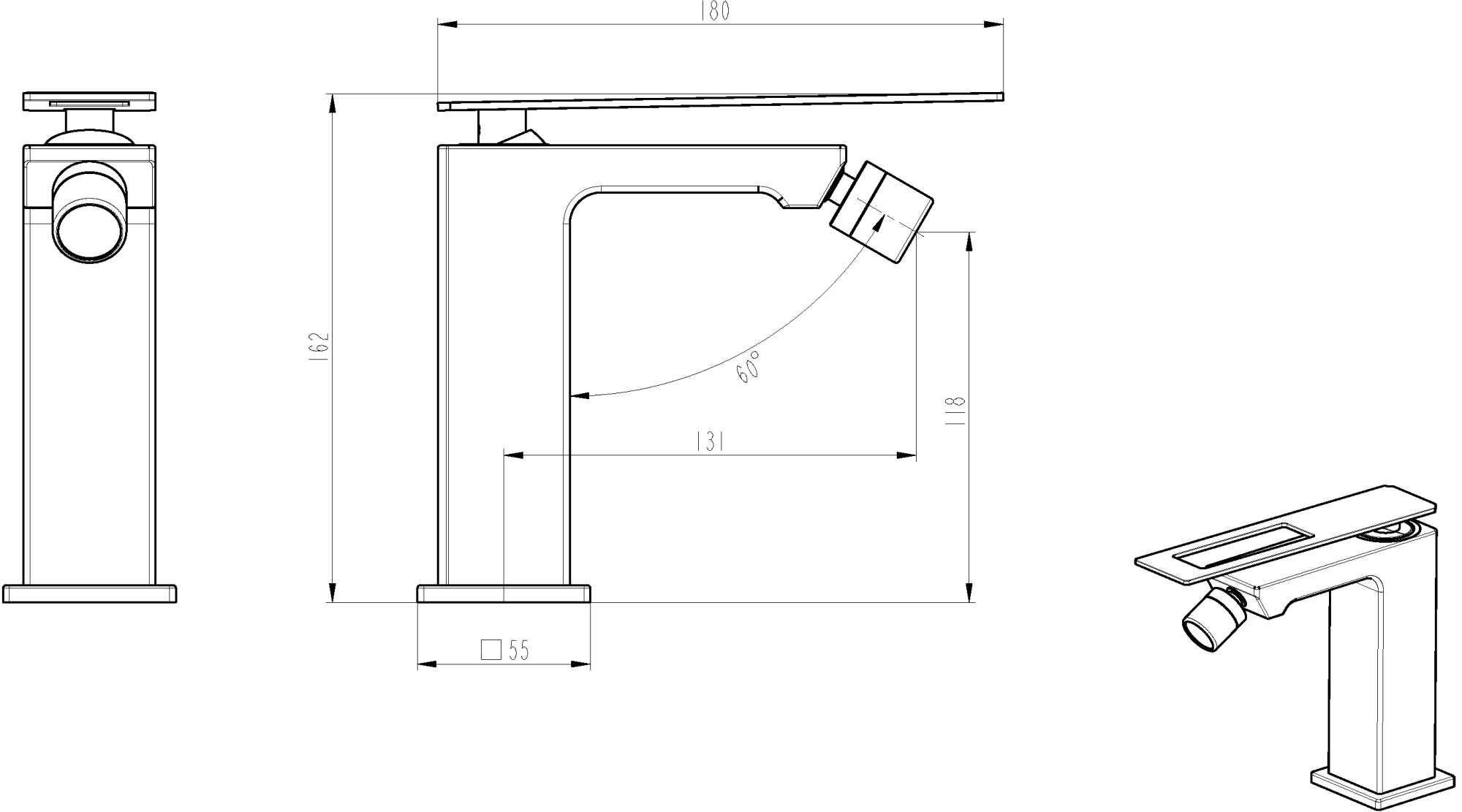 Смеситель для биде Boheme Q 146-GUW латунь 