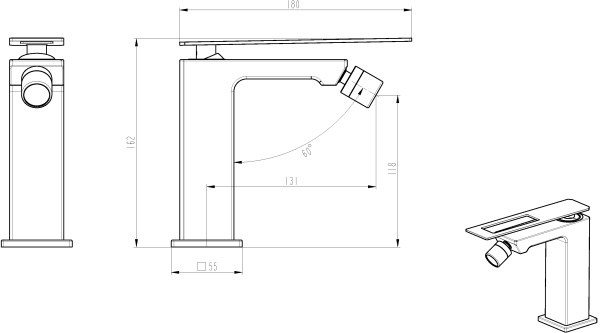 Смеситель для биде Boheme Q 146-GR латунь 