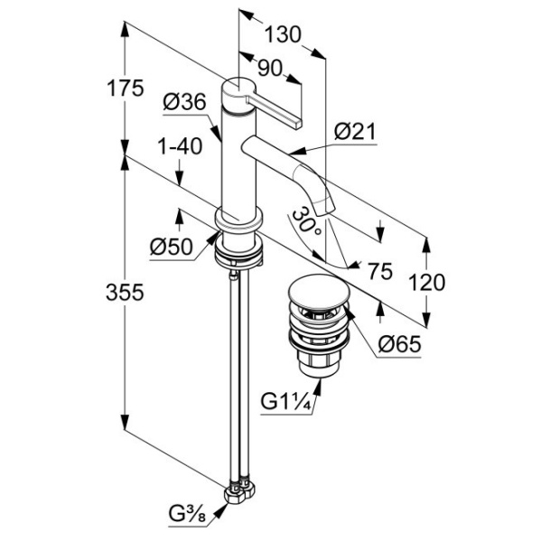 Смеситель для раковины Kludi Nova Fonte Pura 202665315 белый