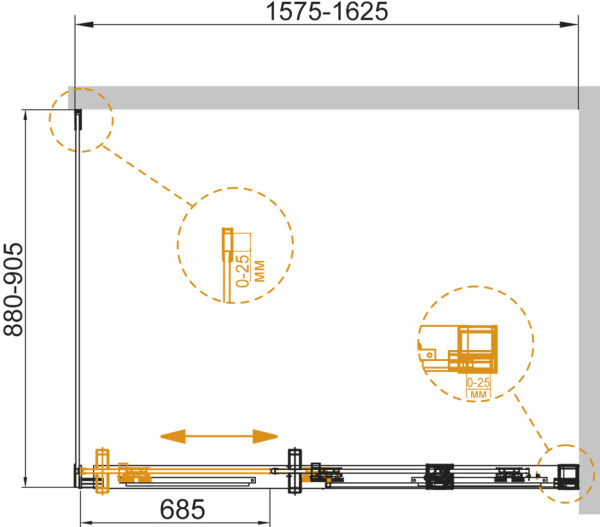 Душевой угол Cezares Duet Soft DUET SOFT-AH-1-160/90-C-Cr прямоугольная  стекла прозрачные, профиль хром