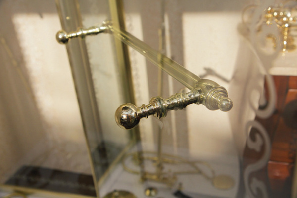 Душевая дверь Cezares Retro RETRO-A-B-1-90-CP-G-R 90 см стекла с узором прозрачные, профиль золото