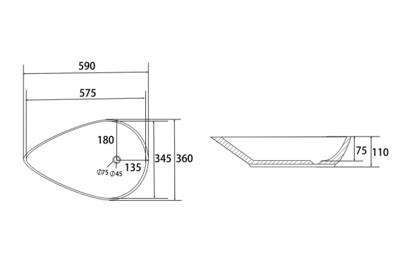 Раковина  овальная Abber Bequem AC2117MB фаянс цвет черный матовый