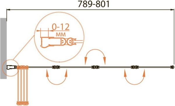 Шторка для ванны складная  Cezares Relax RELAX-V-4-80/140-C-Bi 80.1 см, стекла прозрачные, профиль серый