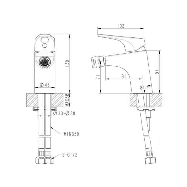 Смеситель для биде Bravat Drop-D F348162C латунь хром