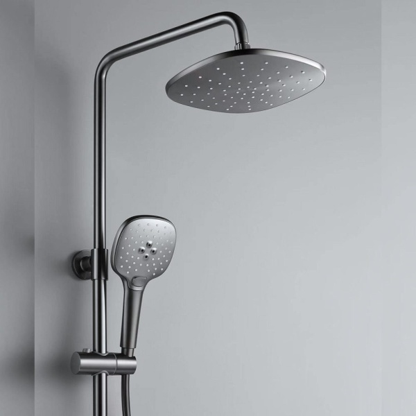 Душевая система со смесителем Black&White Universe UK9900MG монтаж настенная без термостата вороненая сталь