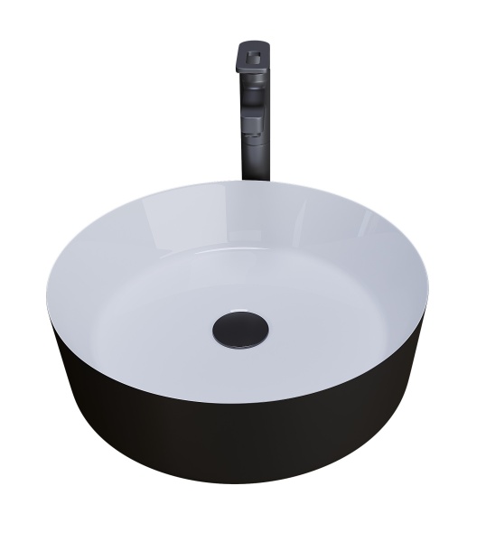 Раковина  круглая Grossman Color GR-4040BW фаянс цвет черно-белый