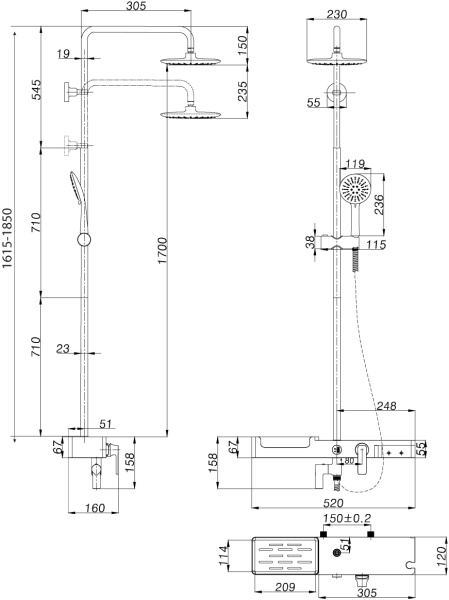 Душевая система со смесителем Lemark Tropic LM7007C монтаж настенная без термостата хром