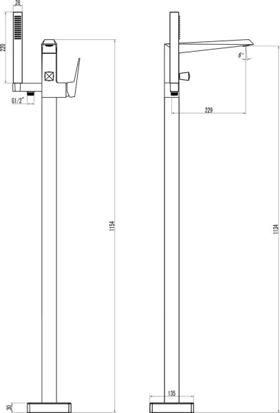 Смеситель для ванны Ravak Freedom X070079 напольный 
без термостата хром