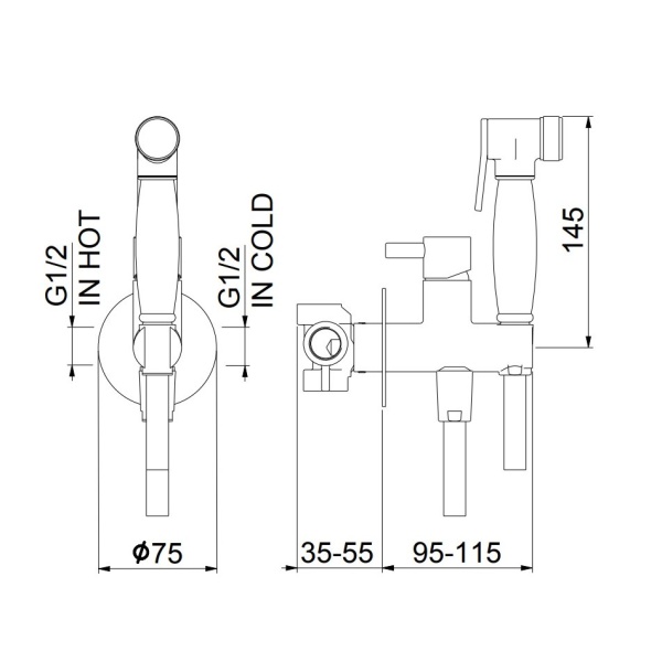 Гигиенический душ Webert Elio EL870302065 встраиваемый в стену бронза