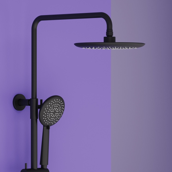 Душевая система со смесителем Sancos Game SC3001MB монтаж настенный с термостатом черный