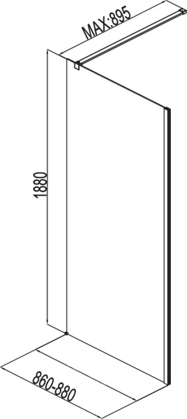 Душевая перегородка Aquanet Cinetic AE12-F-90H190U-CT 88 см, стекла прозрачные, профиль хром