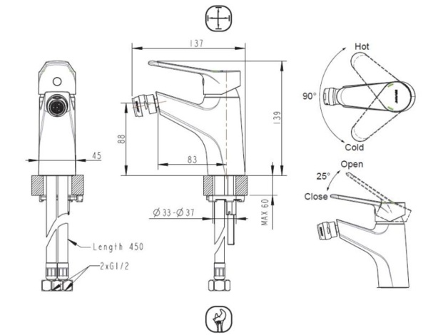 Смеситель для биде Bravat Eco F3111147C латунь хром