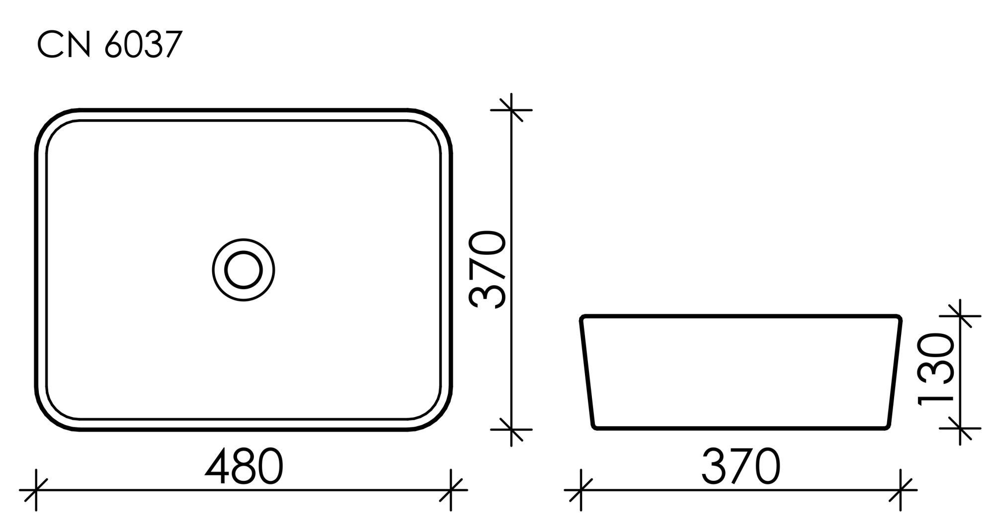 Раковина накладная прямоугольная Ceramica Nova Element CN6037 фарфор цвет белый