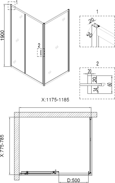 Душевой угол Niagara NG-6612-08 120x80