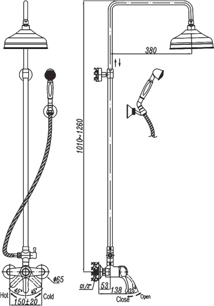 Душевая система со смесителем Cezares Lira LIRA-C-CD-01 монтаж   