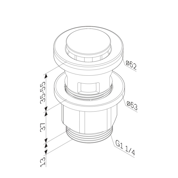 Донный клапан с переливом Am.Pm F0700P00 пластик хром
