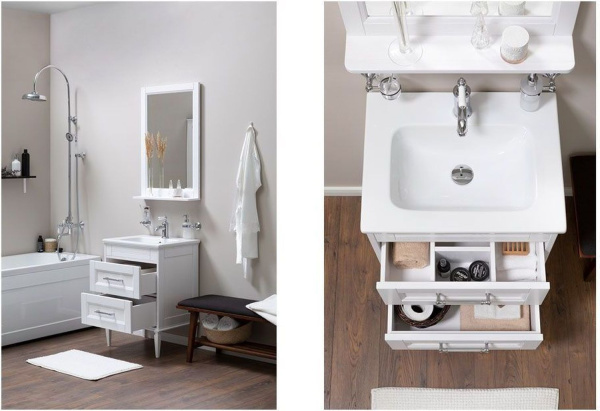 Раковина полувстраиваемая прямоугольная Aquanet Бостон НФ-00017870 литьевой мрамор цвет белый