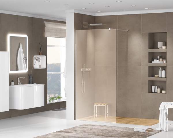 Душевая перегородка Cezares Liberta LIBERTA-L-1-80-BR-Cr 80 см, стекла тонированные, профиль хром