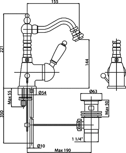 Смеситель для биде Cezares Elite ELITE-BSM2-01-Bi латунь 