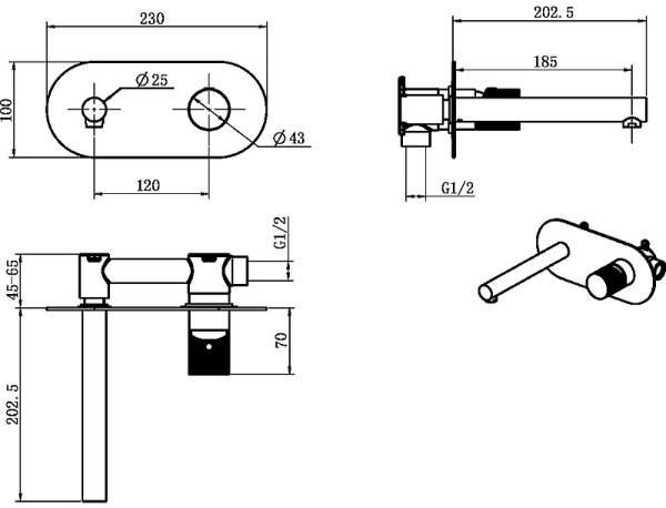 Смеситель для раковины Boheme Stick 125-CRCR.2 Chrome Touch Chrome
