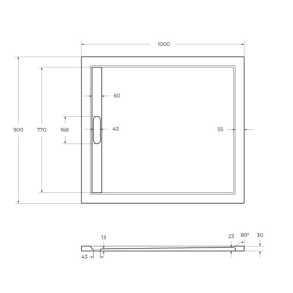 Душевой поддон низкий Cezares Tray TRAY-AS-AH-100/90-30-W прямоугольный литьевой мрамор 100x90 белый матовый