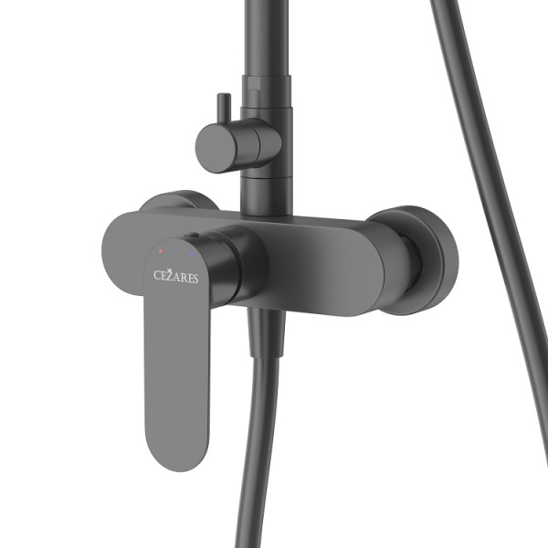 Душевая система со смесителем Cezares Stylus STYLUS-CD-NOP монтаж настенная без термостата черный матовый
