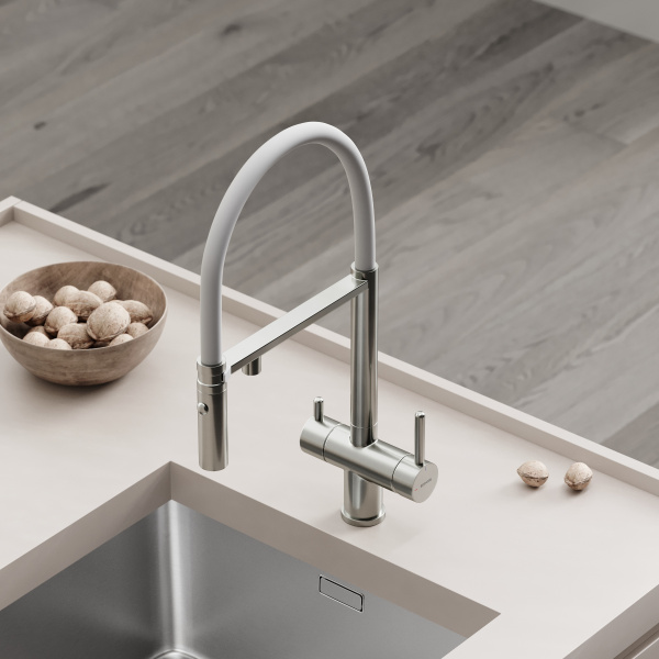 Смеситель для кухни Sancos Imola SC4010BNwh с подключением к фильтру брашированный никель