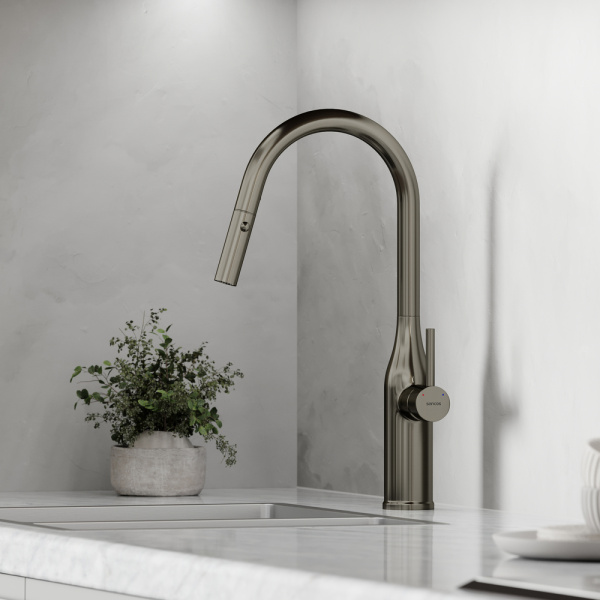 Смеситель для кухни Sancos Grand SC4002GG без подключения к фильтру вороненая сталь