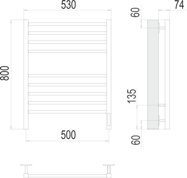 Полотенцесушитель электрический Terminus Ватикан П8  50x80 4670078527554 черный матовый