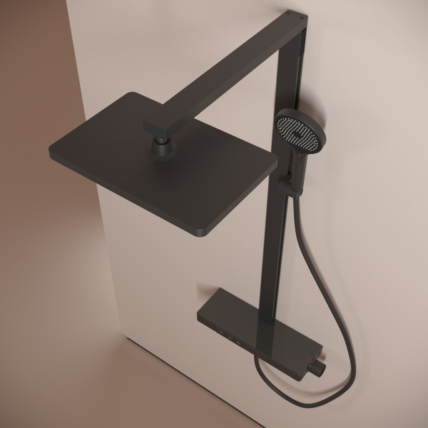 Душевая система со смесителем Sancos Vos SC6100MB монтаж настенная с термостатом черный матовый