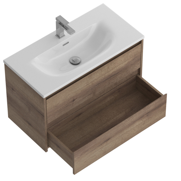 Тумба под раковину подвесная BelBagno Kraft 39-800/390-2C-SO-RT 80 см  2 ящика цвет Rovere Tabacco 