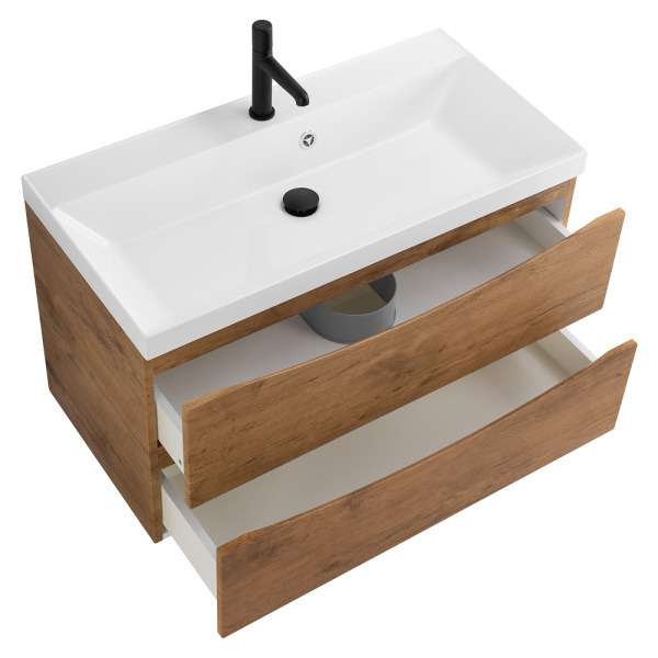 Тумба под раковину подвесная BelBagno Marino MARINO-900-2C-SO-RN-P 90 см  2 ящика цвет Rovere Nature 