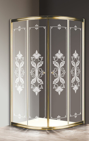 Душевой угол Cezares Giubileo GIUBILEO-R-2-80-SCORREVOLE-CP-G четверть круга  стекла прозрачные, профиль золото
