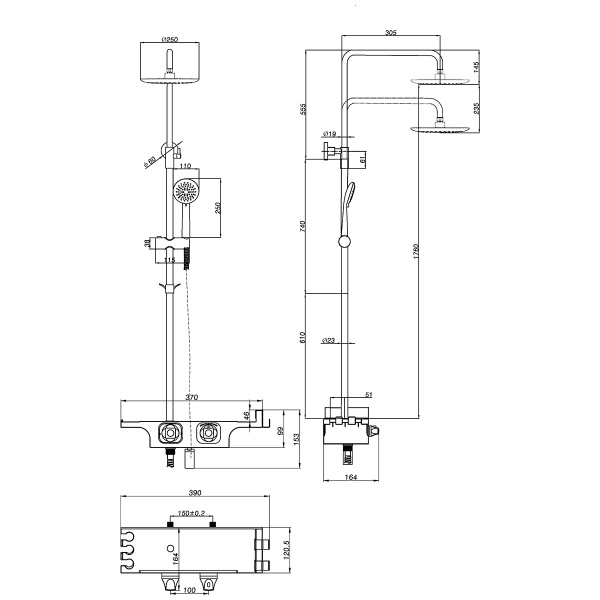 Душевая система со смесителем Lemark Tropic LM7008C монтаж настенная с термостатом хром/белый