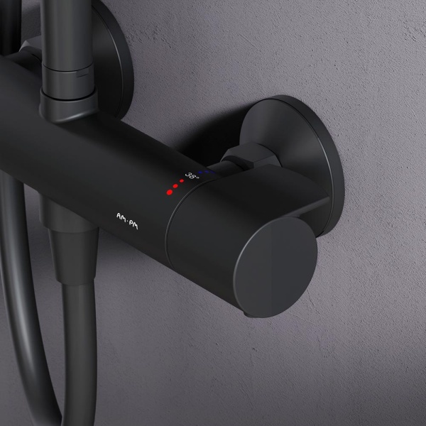 Душевая система со смесителем Am.Pm X-Joy F0785A422 монтаж настенная с термостатом черный