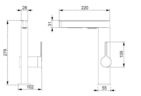 Смеситель для кухни Vincea  VKF-22CH без подключения к фильтру хром