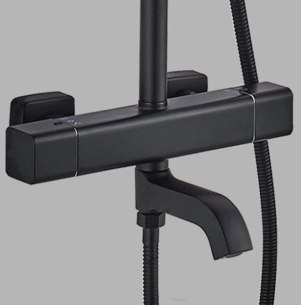 Душевая система со смесителем ALMAes Galaxy SDI-1801 монтаж настенная с термостатом черный матовый