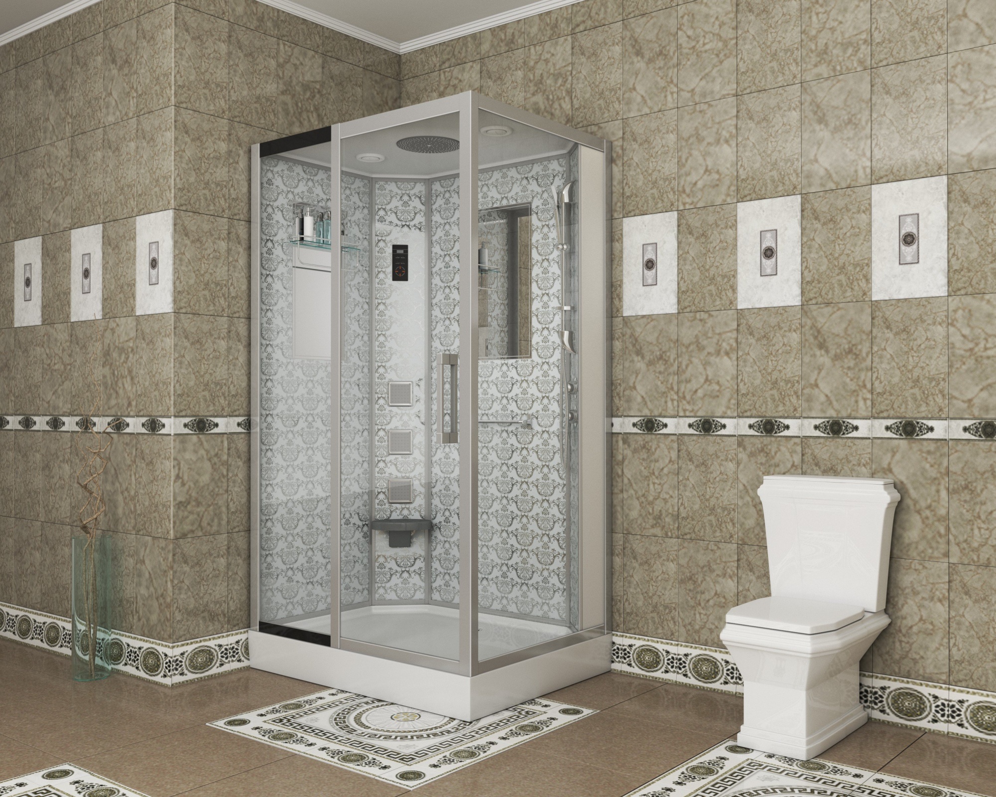 Душевая кабина с крышей Niagara Luxe 7711WL прямоугольная   стекла , профиль хром