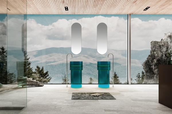 Раковина  круглая Abber Kristall AT2701Aquamarin полиэфирная смола цвет бирюзовый