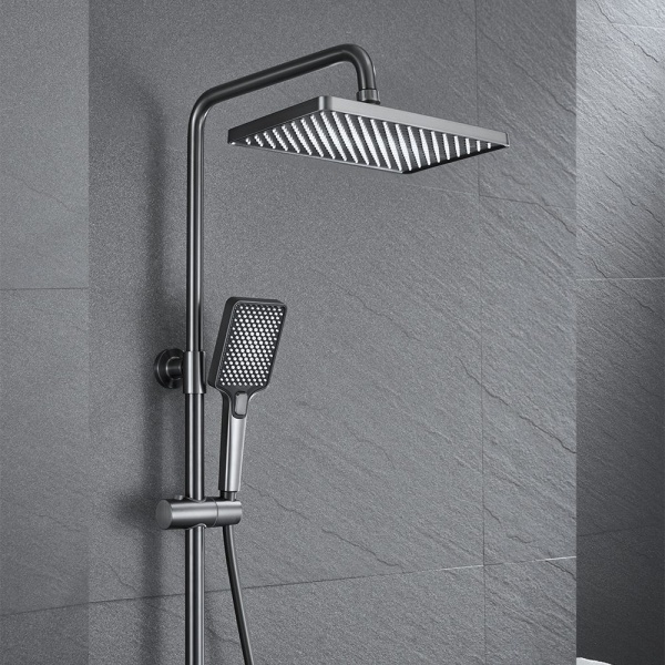 Душевая система со смесителем Black&White Universe UK5015MG монтаж настенная без термостата вороненая сталь