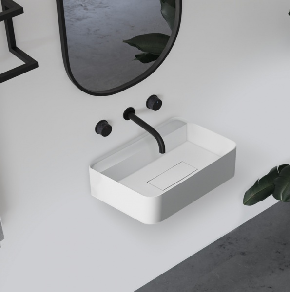 Раковина  прямоугольная Abber STEIN AS2626 искусственный камень цвет белый матовый